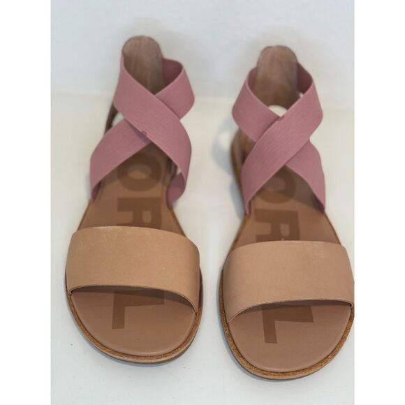 Sorel Ella II Honest Beige Eraser Pink Sandals Size 10 New - Picture 3 of 8